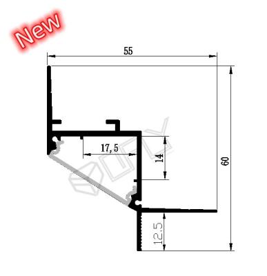 China 60*55mm Ceiling Plaster LED Alu Profile With PC Cover For LED Strip Lighting for sale