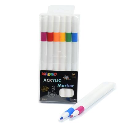 China Bright 6 Colors OEM Maker 12 Bright Colors Art Marker Pen For Art Drawing Acrylic Paint for sale