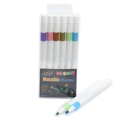 China 6colors China Manufacture Professional Metallic Marker Pens of Colors Luminous Special Markers for Art Drawing Painting for sale