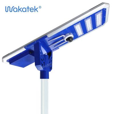 China ROAD WAKATEK 4G solar light powered cctv outdoor camera ip65 ptz solar street light with camera for sale