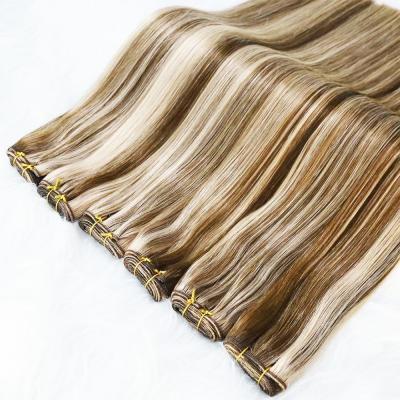 China 100% Drawn Virgin Remy Human Hair Wave Black Color Silky Straight Brown Blonde Hair Extentions Double Weft for sale