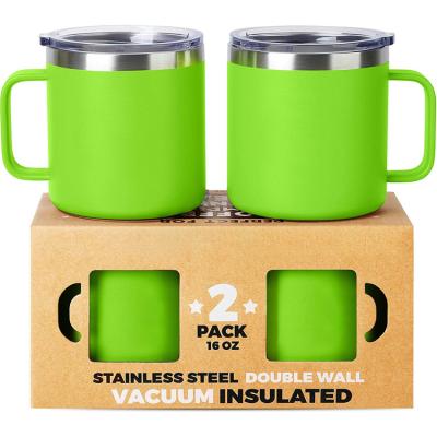 China PURPLESEVEN Factory Wholesale Custom Double Wall 14oz Stainless Steel Travel Coffee Mug Viable Vacuum Insulated Beer Mugs for sale