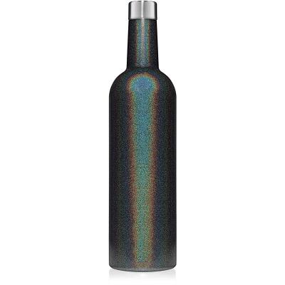 China PURPLESEVEN 25oz 750ml Double Wall Vacuum Thermos Metal Viable Wine Shaker Insulated Stainless Steel Wine Bottle With Leak Proof Lid for sale