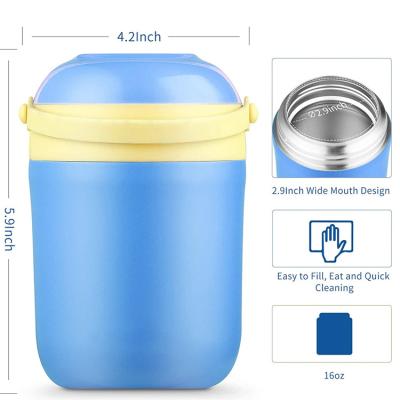 China PURPLESEVEN factory viable wholesale 16 oz stainless steel empty insulated wide mouth kids lunch thermos food jar for cold-hot food for sale