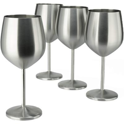 China PURPLESEVEN Unbreakable Factory Price Etched Stemmed 304 Unbreakable 18/8 Stainless Steel Glass Metal Wine Tumblers 16oz Stem Wine Glass for sale