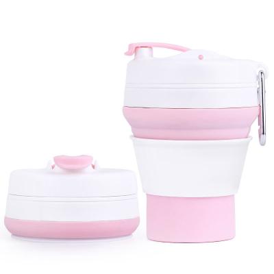 China Wholesale 350ml 480ml 600ml PURPLESEVEN Collapsible Coffee Mugs Travel Water Foldable Portable Retractable Cup Viable Silicone Collapsible Coffee Mugs for sale