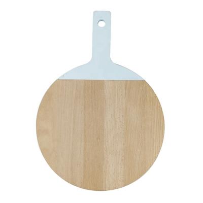 China Sustainable Organic Round Beech Wood Cutting Bread Cutting Board with Handle for Meat Cheese and Vegetable for sale