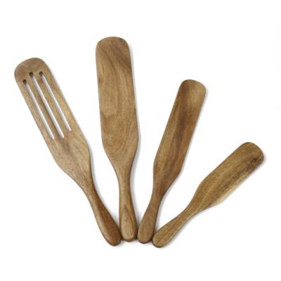 China Viable Handmade Multi-Use Utensils 4 Piece Kitchen Spatula and Spoons Acacia Wood Spurtle Set for sale