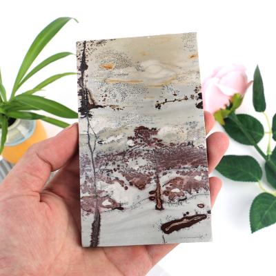 China Europe wholesale natural stone rectangle polished picture jasper slab for crystal craft for sale