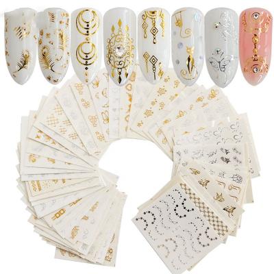 China Festival Holiday Gold&Silver Hot Oosi Decoration Finger Stamping Water Transfer Nail Stickers Magic DIY Art Decoration Accessories for sale