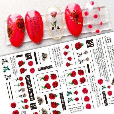 China Popular New Festival Holiday Finger Manicure Decoration Oosi Accessories Flowers Spring Rose Nail Art Sticker Decal Red For Woman Finger Decoration for sale