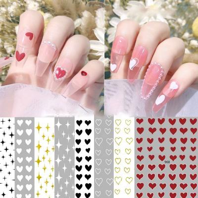 China Festival Holiday Finger Decoration Oosi De New Plastic Nail Stickers Design 3d Nail Art Sticker Charms Cute Heart Sweet Pure White Shiny Star Back Adhesive Laser for sale