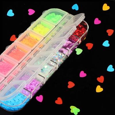 China Oosi 18 Options Mixed Design 3D Butterfly Heart Star Festival Holiday Finger Decoration Around Creative Nail Art Sequins Glitter Decoration With Glowing Effect for sale