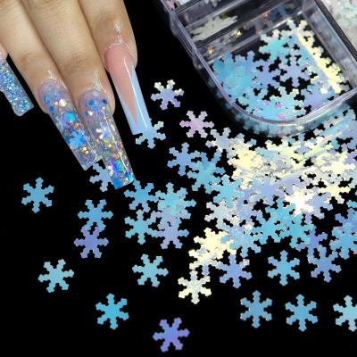 China Oosi De 12 Festival Holiday Finger Decoration Nails Shiny Nail Art Sequins Mixed Charms Art Design Christmas Snowflake Winter for sale