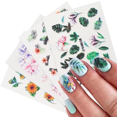 China Festival Holiday Finger Decoration 5D Water Oosi Transfer Nail Stickers Emboss Flower Foil Butterfly 5D Water Slider Decal Paper Stickers Luxury for sale