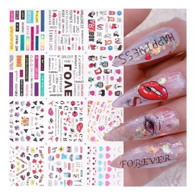 China Sexy Lady Beautiful Valentines Day Love Lip Print Water Transfer Nail Stickers Nail Art Oosi Valentines Day Women Stickers 2022 Festival Holiday Finger Decoration for sale