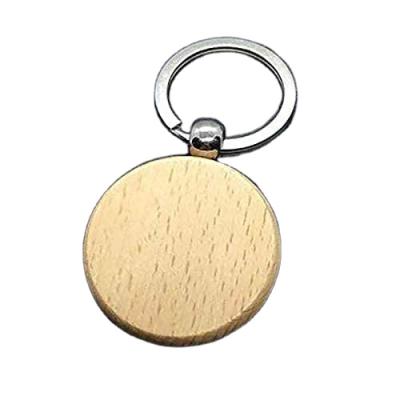 China Europe Blank Round Wooden Gift Tags Wooden Key Chain Personalized Wooden Key Chain Ring Tag for sale