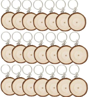 China Europe Blank Round Wooden Gift Tags Wooden Key Chain Personalized Wooden Key Chain Ring Tag for sale