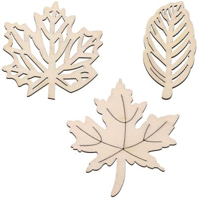 China Europe Laser Cut Wood Embellishment Wooden Leaves Shape Craft Wedding Decoration for sale