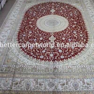 China 10*14 Handknotted Jacquard Silk Carpet , Handtufted Silk Carpet BTSL for sale