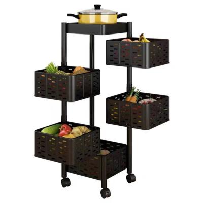 China Hot Selling Stocked Metal Storage Racks Rotating Rotating Fruit Racks Kitchen Display Stand for sale