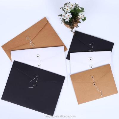 China Customized Designs Wholesale Kraft Paper Document Bag Paper Envelope With String for sale