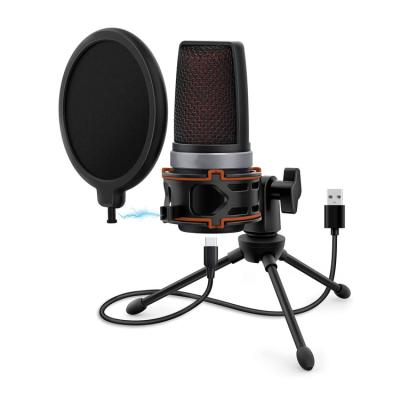 China Plug and Play USB Microphone Usb Gaming Microphone with Tripod Stand Condenser Podcast Microphone for Youtube for sale