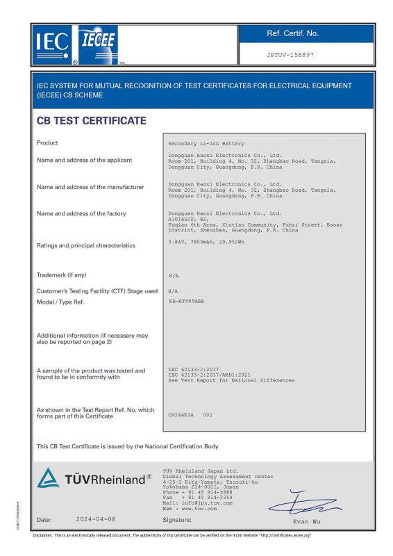 CB - Shenzhen Longhehui Electronic Co., Limited