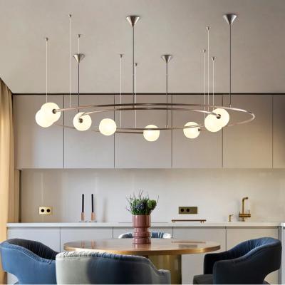 China Modern Ready to Ship Nordic Glass Chandelier Lighting Round Shape Pendants Lamp Hanglamp for Home Decor ETL86217 for sale