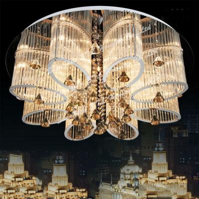 China Surface Mounted 24 Shape Unique Luxury Clear Crystal Lights Modern Home Flower Ceiling Lights For Villa ETL60042 for sale