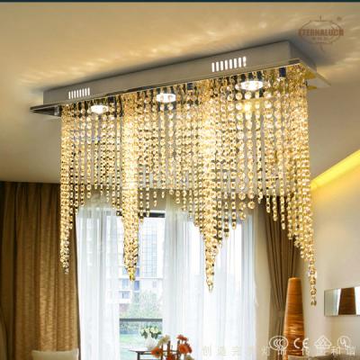 China Surface Mounted Rectangle Shape Crystal Ceiling Lamps For Dining Room ETL6129 for sale