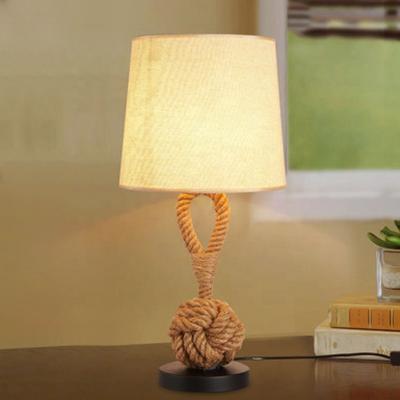 China Vintage Hemp Rope Table Lamp Hotel Desk Lamp Home Canvas Lamp Shade For Netherlands ETL32022 for sale