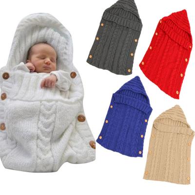 China Autumn And Winter Sleeping Bag Button Sleeping Bag Hot Selling Infant Knitted Wool Photography Holding Trolley Sleep Blanket B Customized Size for sale