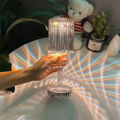 China Indoor Decorative Changing Crystal Night Touch Usb Rechargeable Led Table Lamp Of The European Modern Romantic Desk RGB for sale