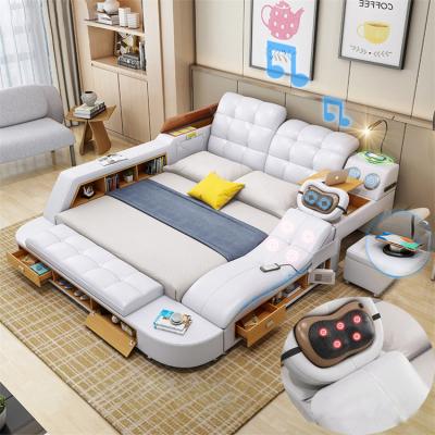 China Durable Multifunctional Modern Leather Sofa Bed With Storage Massage Multimedia Speaker USB Charger for sale