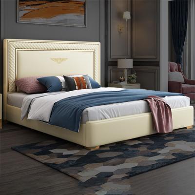 China FEIFAN Extendable Furniture Design King Size Simple 1.5m Luxury Solid Wood Leather Soft Bed for sale