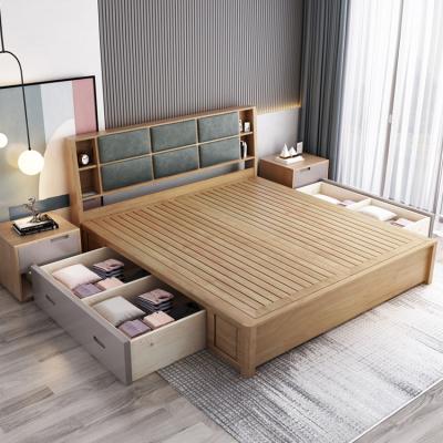 China Single Double Designs Queen Size Bedroom Furniture Storage Box Durable Solid Wood Drawers for sale