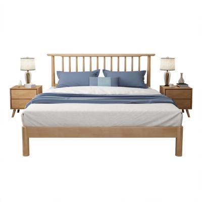 China Durable New Design Popular Modern Twin Queen Size Rubber Solid Wooden Bed Frame for sale