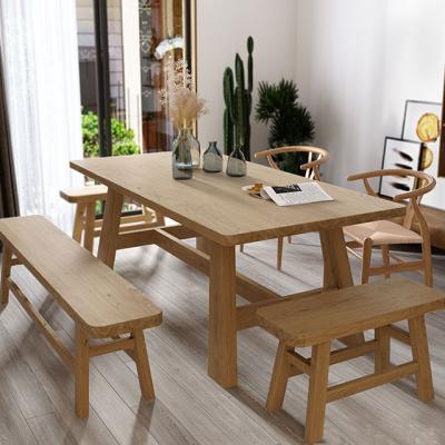 China Wholesale Modern Nordic Home Furniture Extendable Solid Wood Table Set Restaurant Wood Dining Table for sale