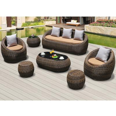 China Modern Bird's nest shaped aluminum frame PE wicker couch outdoor sectional rattan sofa for sale