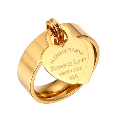 China FASHIONABLE Multi Size Lover Ring Stainless Steel Gold Plating Pendant Love Forever Charm Rings For Women Men Wedding Ring for sale