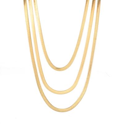 China TRENDY Smooth Snake Chain Choker Necklace Women Gold Color Stainless Steel Key Link Chain Necklace Fashion Jewelry Gift for sale