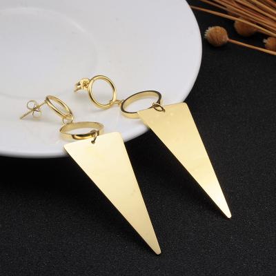 China TRENDY Gold Plating Dangle Earrings For Female Drop Fashion Wedding Drop Earring Jewelry Gift For Woman Girl Stainless Steel Triangle Ears for sale