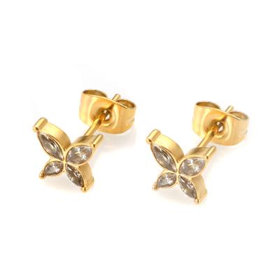 China Fashion Jewelry Gift Wholesale China 18K Wedding FASHION Gold Plated Attractive Design Leaf Wings Zircon Earrings Female for sale