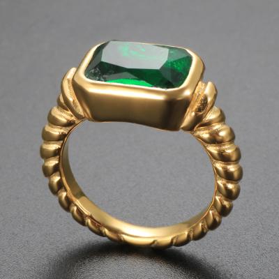 China TRENDY Colorful Zircon Rings Green Color CZ Gemstone Rings For Women Wedding Engagement Love Ring Jewelry Gift for sale