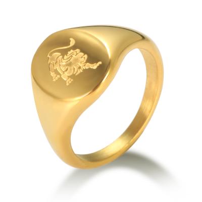 China TRENDY 12 Rings Aries Taurus Gemini Cancer Virgo Libra Customized Zodiac Engraved Seal Rings For Women Men Minimalist Ring Jewelry for sale