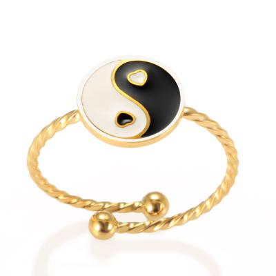 China CLASSIC Colorful Enamel Yin Yang Ring Round Charm Adjustable Ring for Women Fashion Summer Ring Jewelry Gift for sale