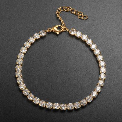 China Fashion CLASSIC CNC CZ Stone Women Bracelet Stainless Steel 18K Gold Plated Bangles For Wedding Jewelry Luxury Gift for sale