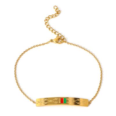 China 24K Gold Plating Stainless Steel Charm Chain Bracelets Bangles Men Women Fashion Wedding Party Jewelry Gift for sale