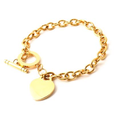 China TRENDY Stainless Steel Chain Bracelets Bangles For Women Fits Elegant Trendy Jewelry For Girl Heart Women Jewelry Pendant Bracelet for sale